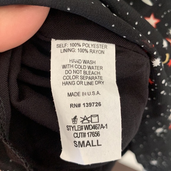 Wild Honey Star Galaxy Print Ruched Bust Button Front Short Sleeve Mini Dress - Picture 13 of 15